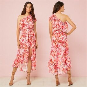 Misa Los Angeles Women's Rumi Midi Floral Dress High-Low In Maldive Marble Sz XS